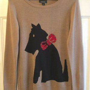 NWT B DESIGN Sz SMALL Womens Tan Beige Sweater Pullover Top Scottish Terrier Dog